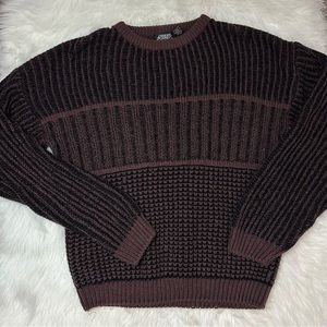 Vintage Street Scenes Acrylic Maroon Sweater